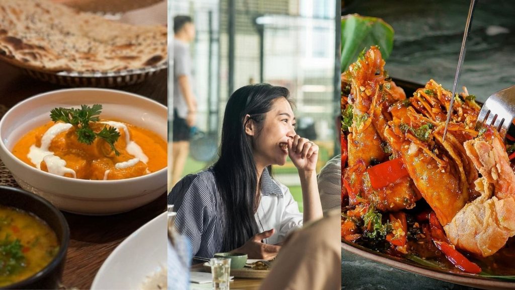 Collage makanan Orasa/The Royal Kitchen dan vibe Roof on Nine